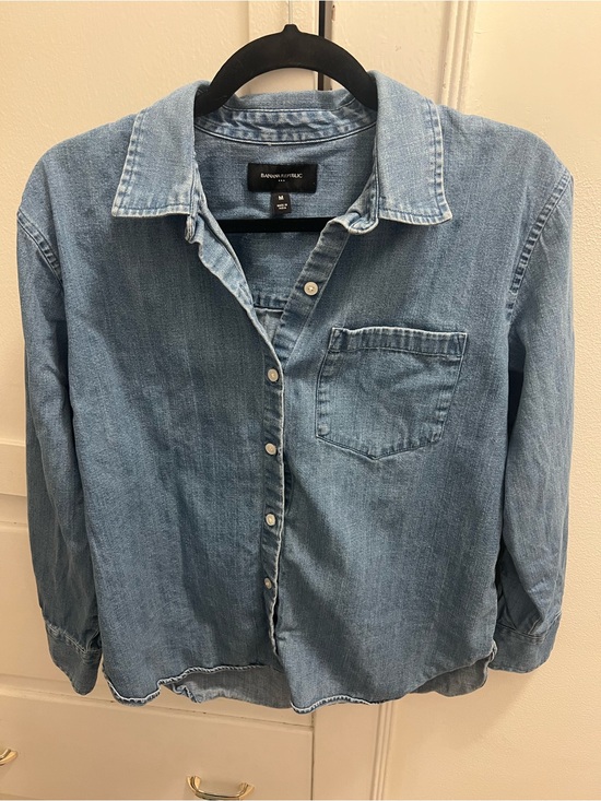 Banana Republic Tops - Banana Republic Washed Blue Denim Button-Up Shirt